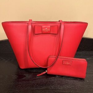 Kate Spade red tote and wallet